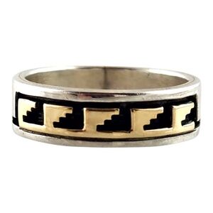 Dave Skeets 14K Yellow Gold & Sterling Silver Navajo Band Ring Size 9 #20095